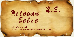 Milovan Selić vizit kartica